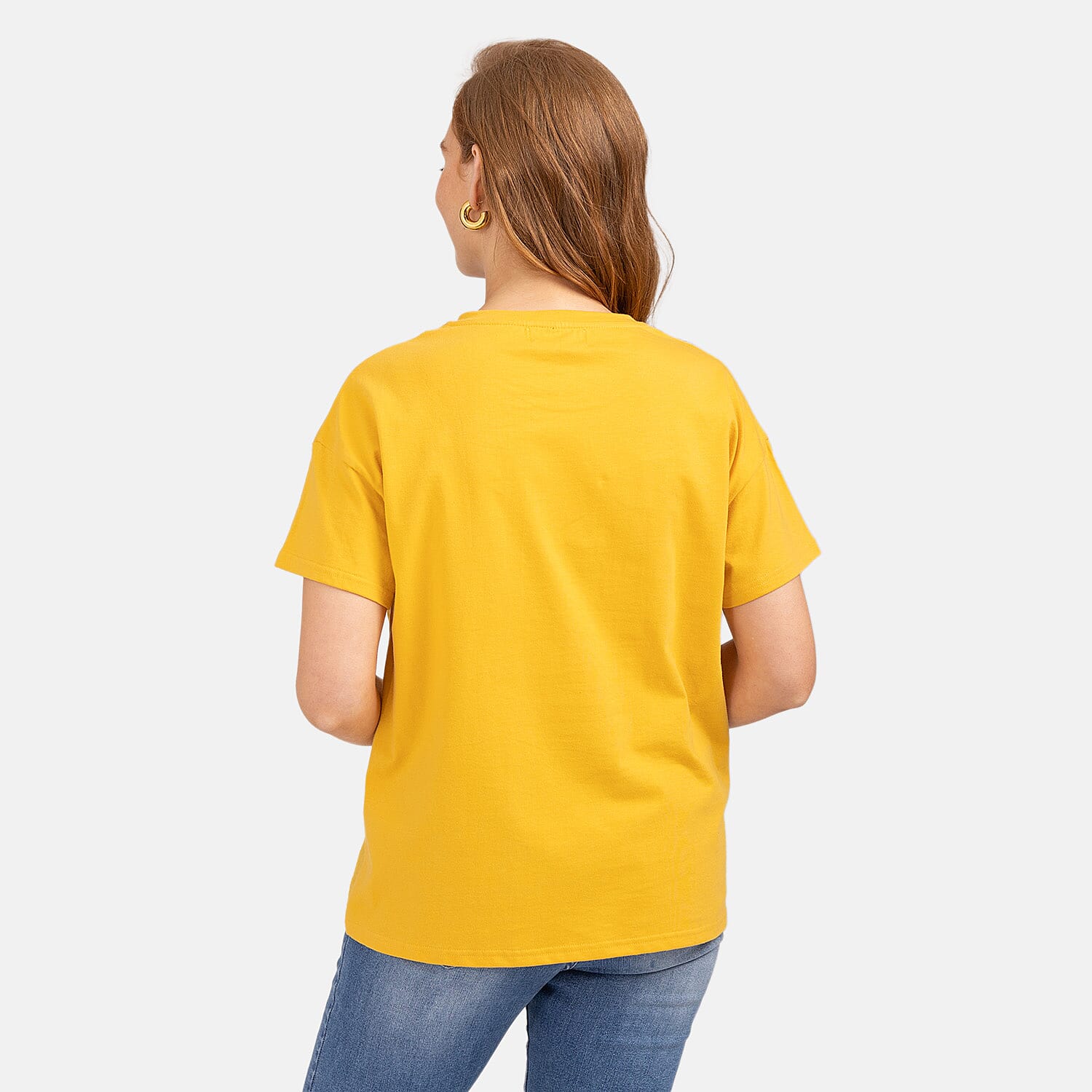 Mudflower 100% Cotton Broderie Anglaise T-Shirt (Size 12) - Mustard