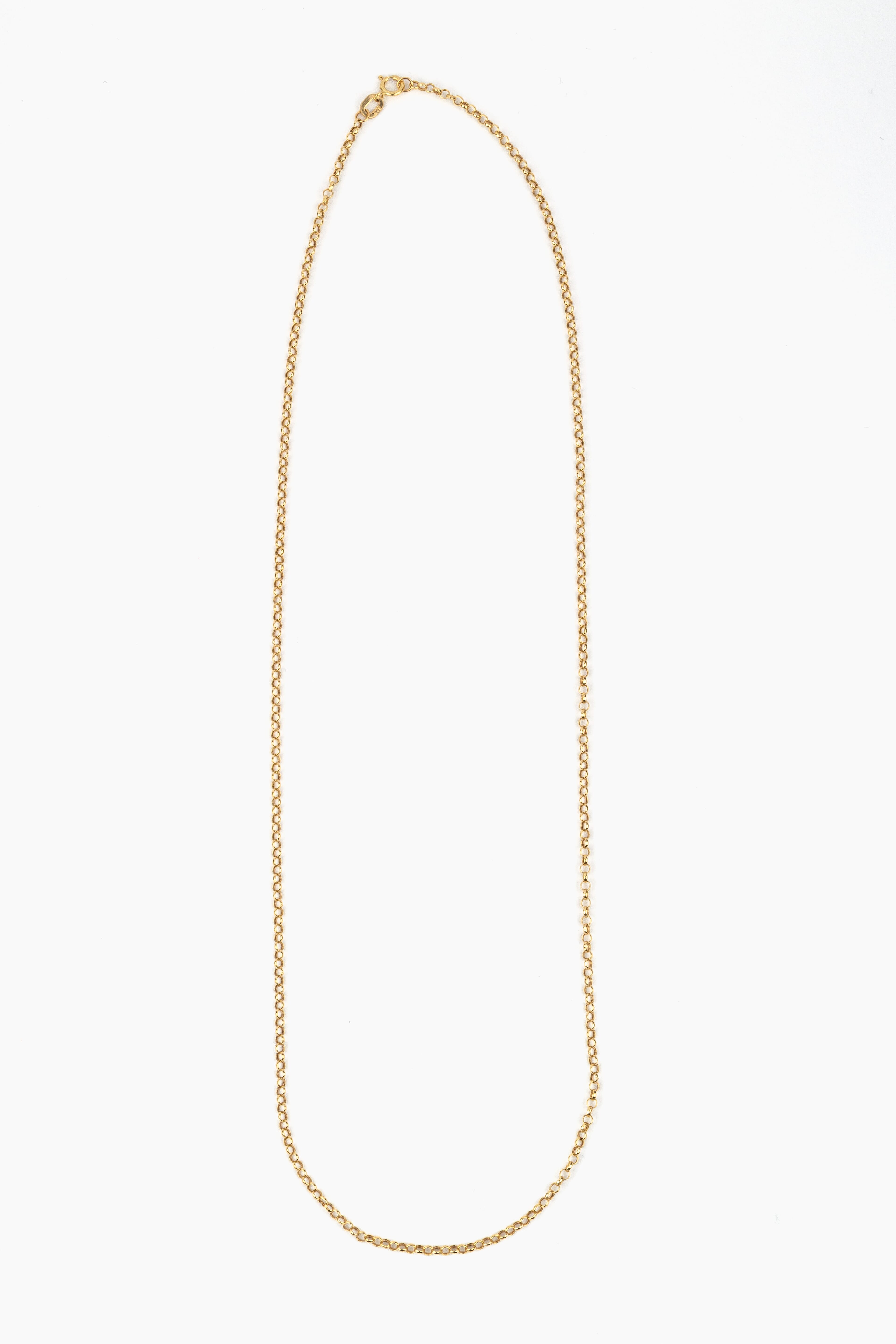 9K Yellow Gold Round Belcher Necklace with Spring Ring Clasp (Size 18)