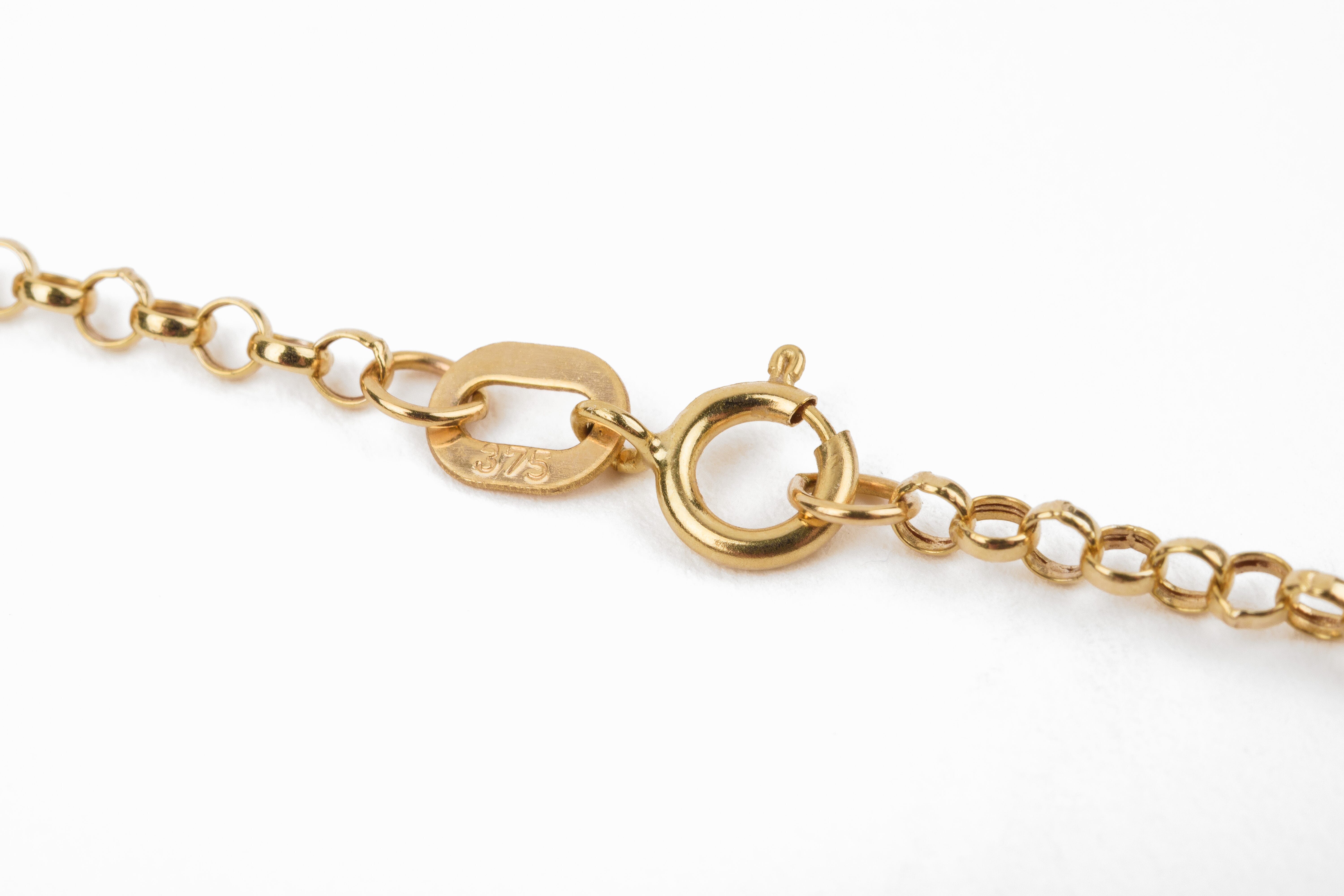 9K Yellow Gold Round Belcher Necklace with Spring Ring Clasp (Size 18)