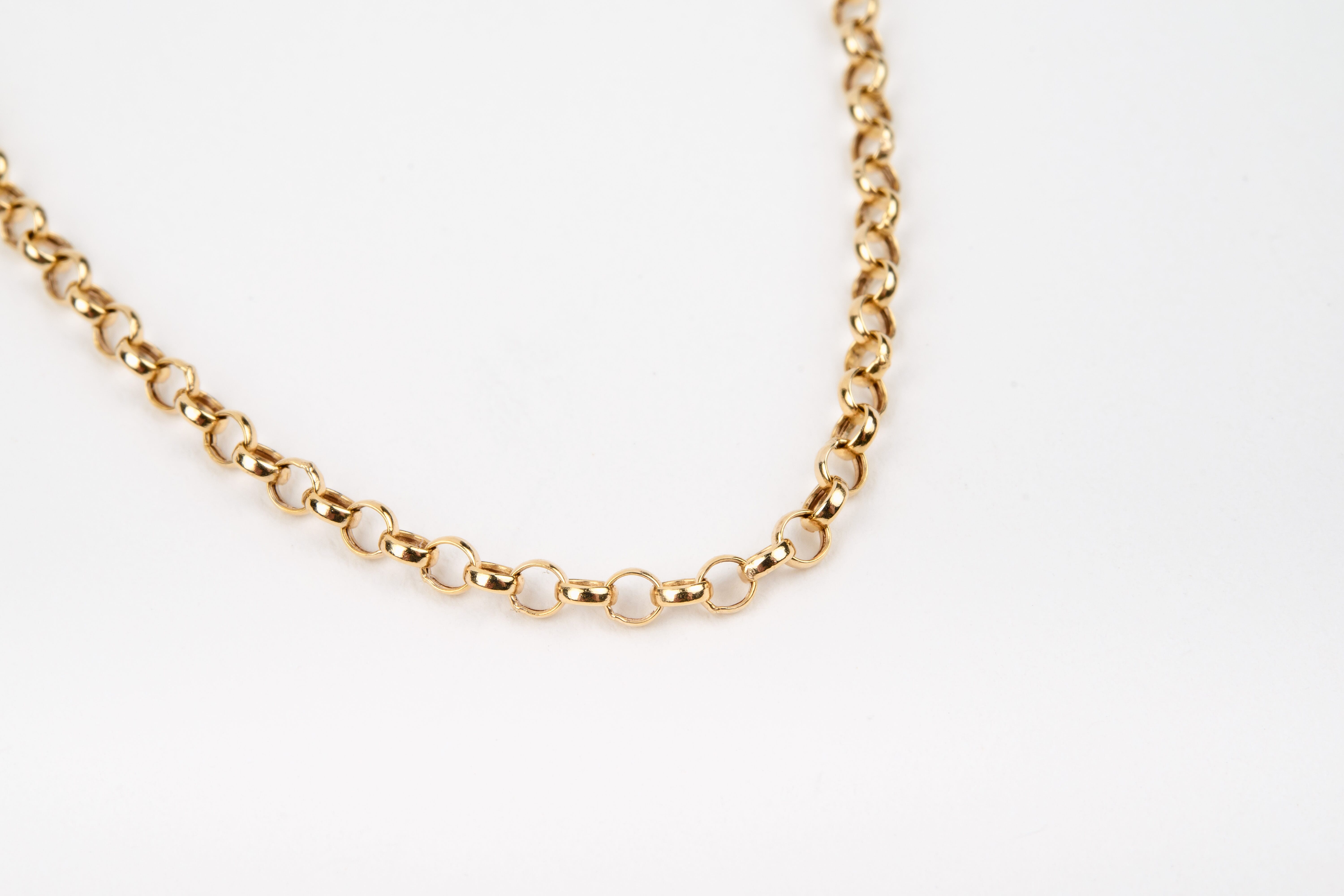 9K Yellow Gold Round Belcher Necklace with Spring Ring Clasp (Size 18)