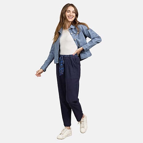 Mudflower Cotton Woven Jean and Pant-Trouser (Size 1x1 cm) - Navy