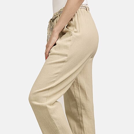 Mudflower Cotton Woven Jean and Pant-Trouser (Size 1x1 cm) - Beige