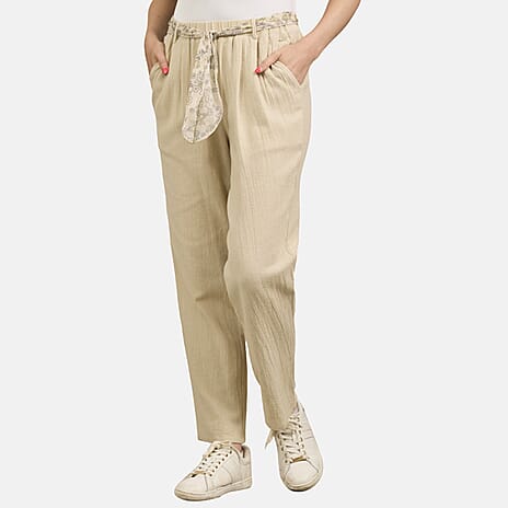 Mudflower Cotton Woven Jean and Pant-Trouser (Size 1x1 cm) - Beige