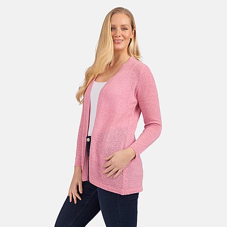 Mudflower Detailed Back Tape Yarn Cardigan (Size 12) - Pink