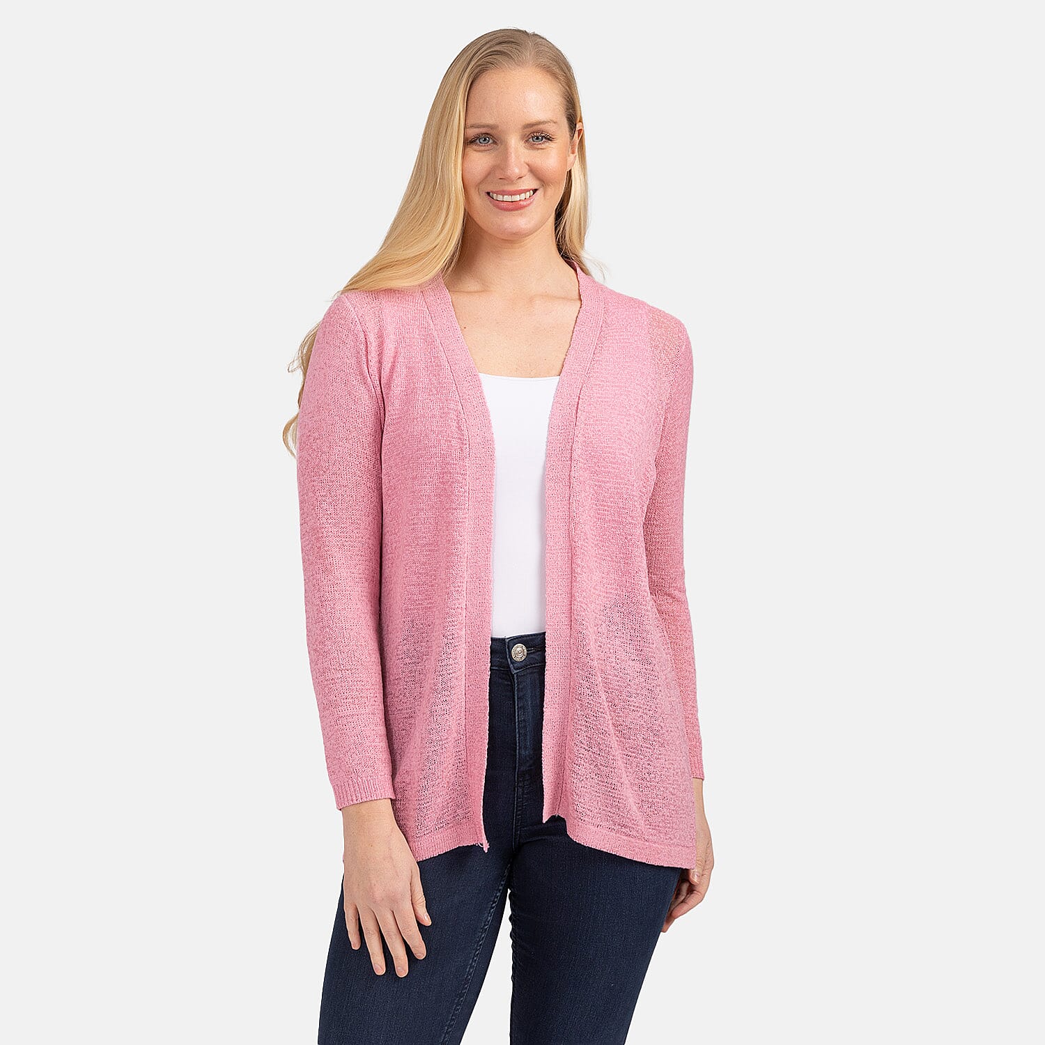 Mudflower Acrylic Knitted Cardigan (Size 1x1 cm) - Pink