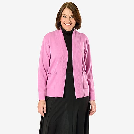 Emma Pure and Natural Knitted Cardigan (Size L) - Pink