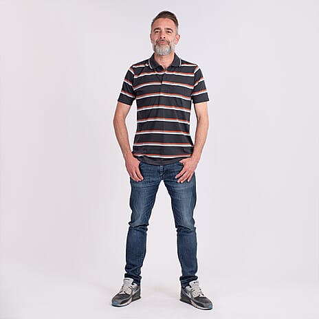 JJ Willis Stripe Polo Shirt (Size L) - Black