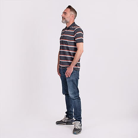 JJ Willis Stripe Polo Shirt (Size L) - Black