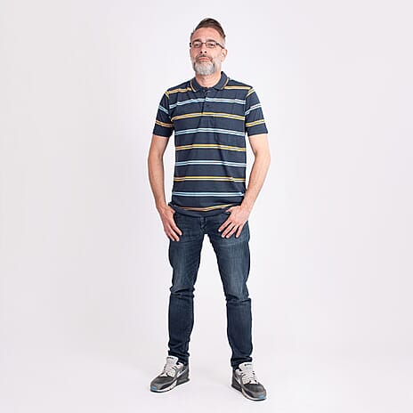 JJ Willis Stripe Polo Shirt (Size L) - Olive