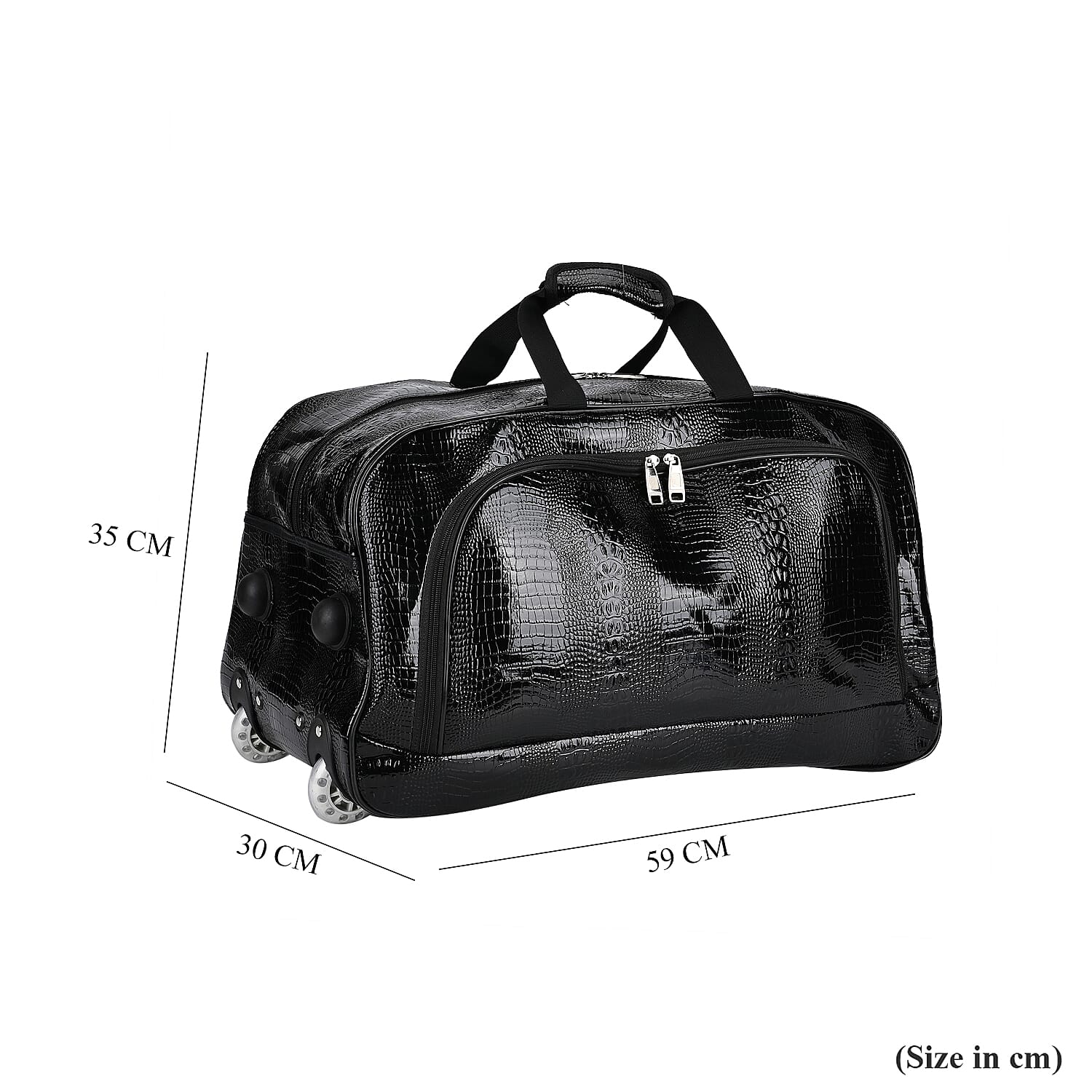 Passage Crocodile Patterned Travel Bag (Size 59x35x30 cm) - Black Passage Crocodile Patterned Travel Bag (Size 59x35x30 cm) - Black