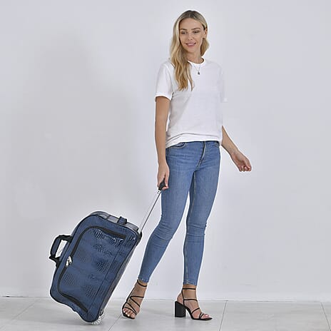 Passage Crocodile Patterned Travel Bag (Size 59x35x30 cm) - Blue