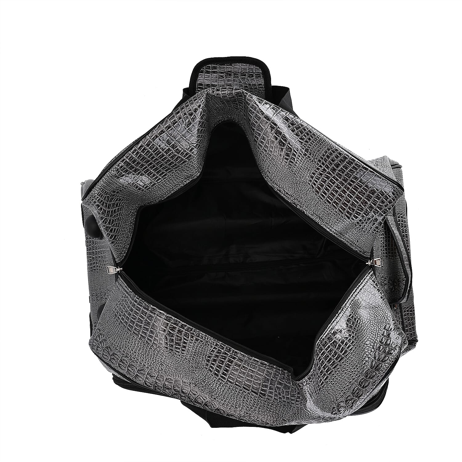 Passage Leatherette Croc Pattern Travel Bag with Adjustable Handle - Wheel - Grey