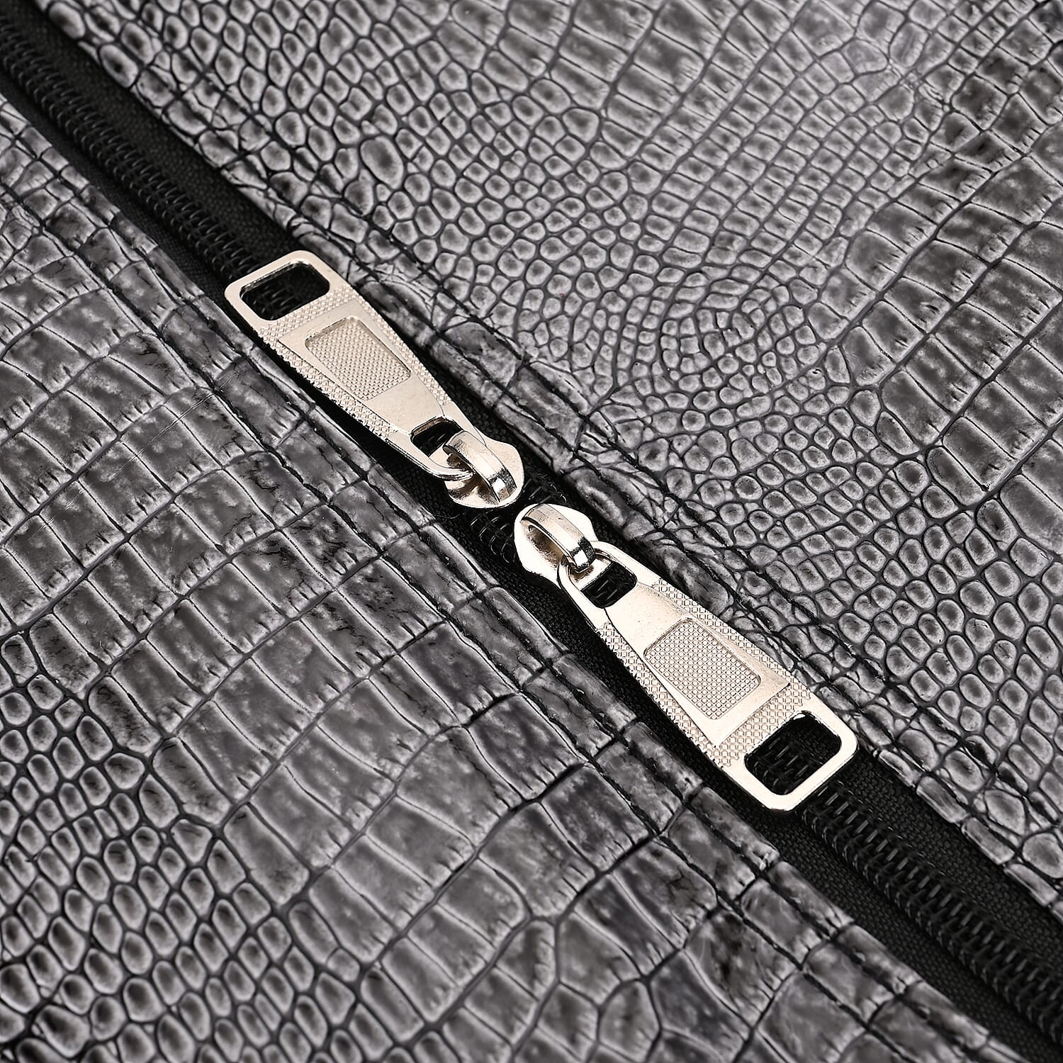 Passage Leatherette Croc Pattern Travel Bag with Adjustable Handle - Wheel - Grey