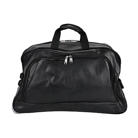 Passage Leatherette Travel Bag with Adjustable Handle - Wheel - Black