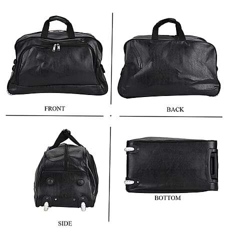 Passage Leatherette Travel Bag with Adjustable Handle - Wheel - Black