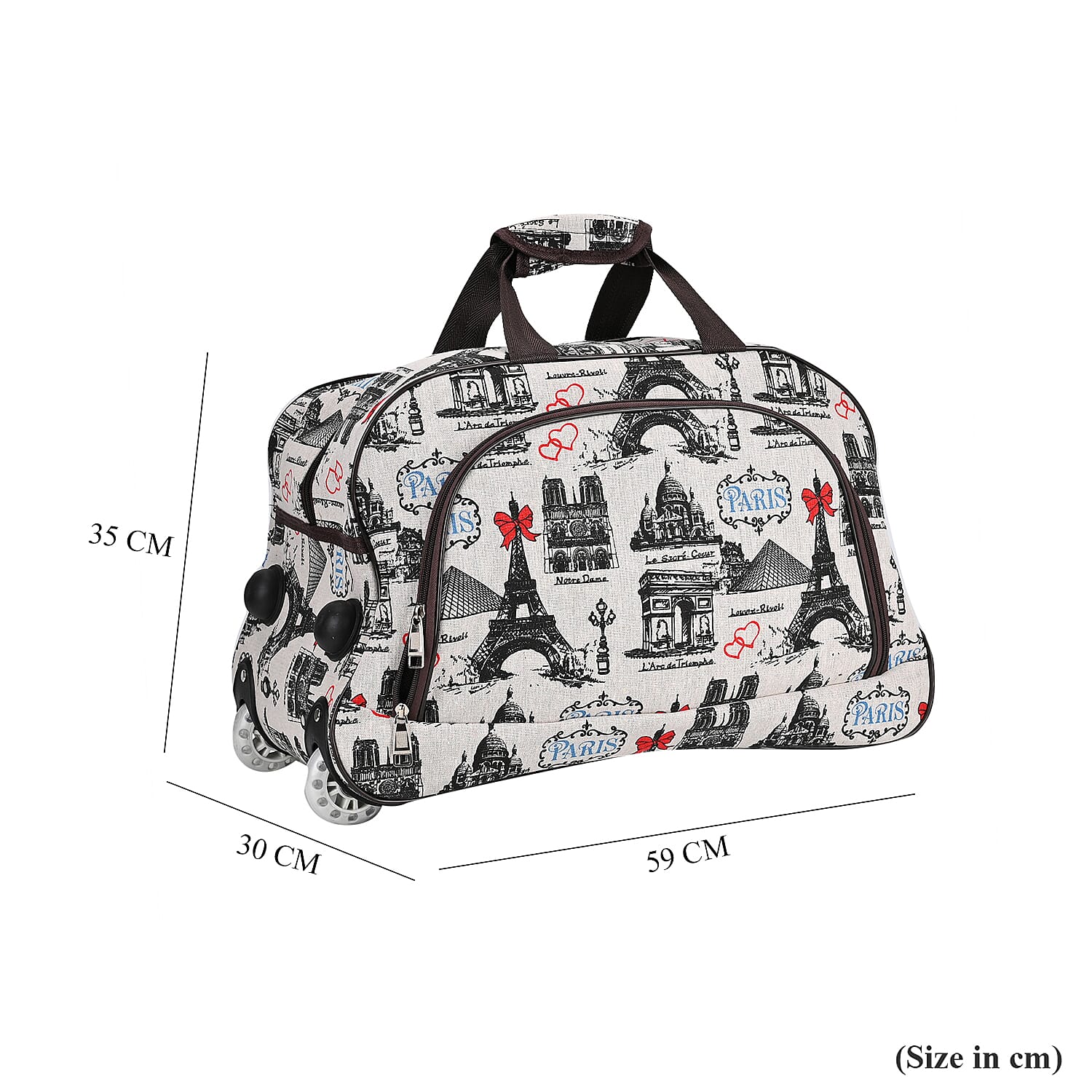 Eiffel Tower Printed Travel Bag with Adjustable Handle (Size 50x28x30 cm) - White Eiffel Tower Printed Travel Bag with Adjustable Handle (Size 50x28x30 cm) - White