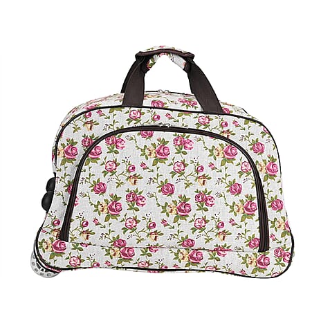 Passage Flower Pattern Travel Bag with Adjustable Handle - Wheel - Pink