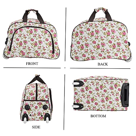 Passage Flower Pattern Travel Bag with Adjustable Handle - Wheel - Pink
