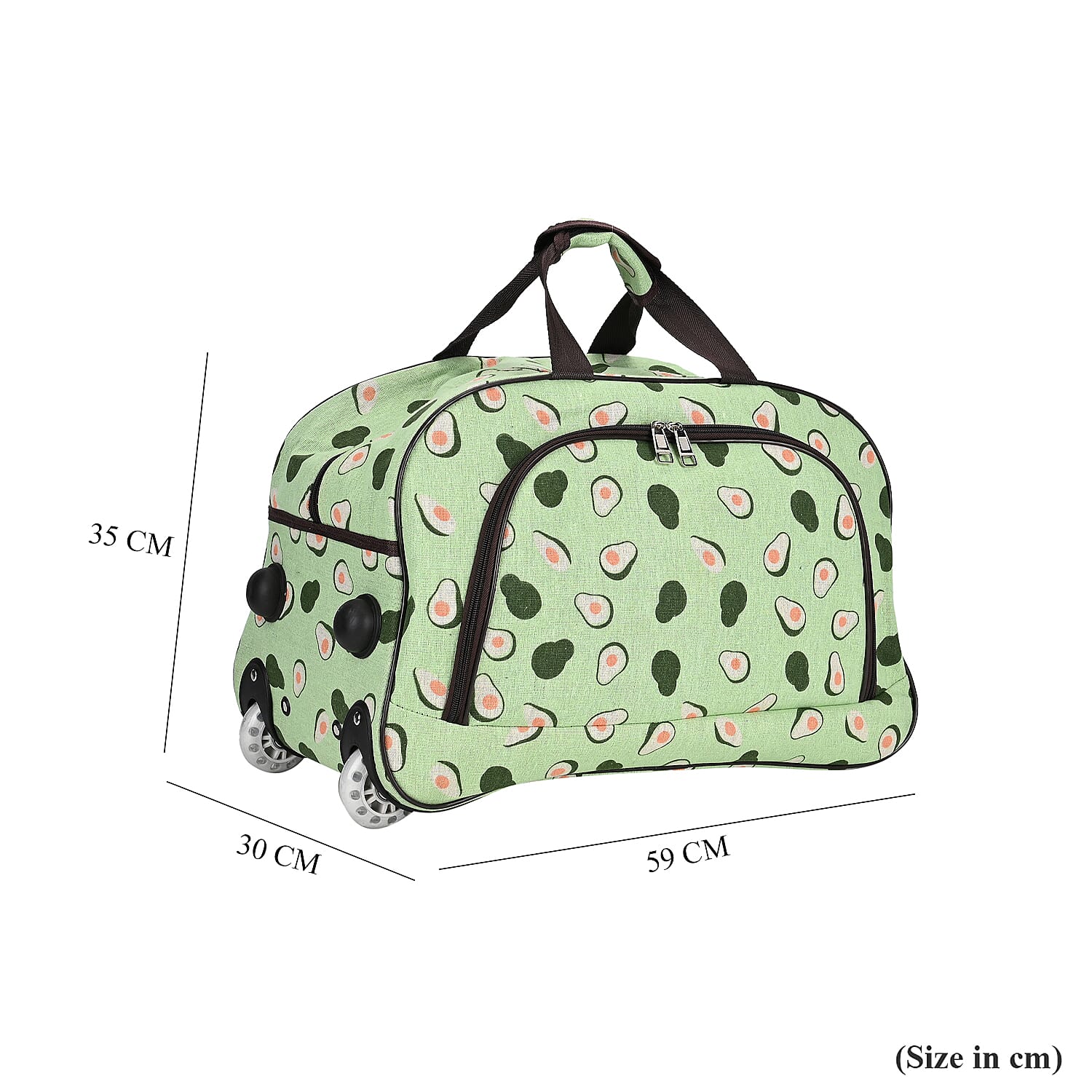 Avocado Printed Travel Bag with Adjustable Handle (Size 50x28x30 cm) - Green Avocado Printed Travel Bag with Adjustable Handle (Size 50x28x30 cm) - Green