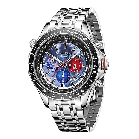 Limited Edition Swan - Edgar Hand Assembled World Timer Mechanical Quartz Mens Watch - Grey