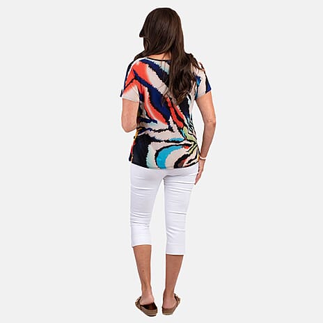 Nicole Cowl Neck Printed Top (Size M) - Orange