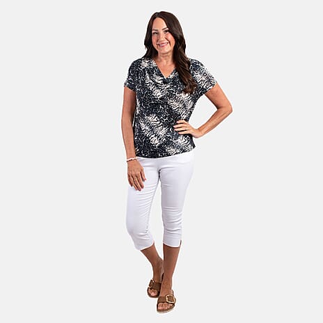 Nicole Cowl Neck Animal Printed Top (Size M) - Blue