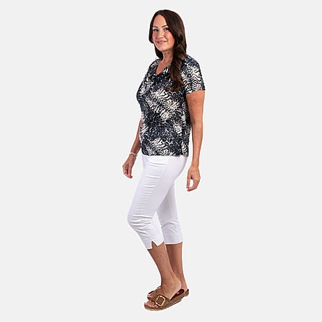 Nicole Cowl Neck Animal Printed Top (Size M) - Blue