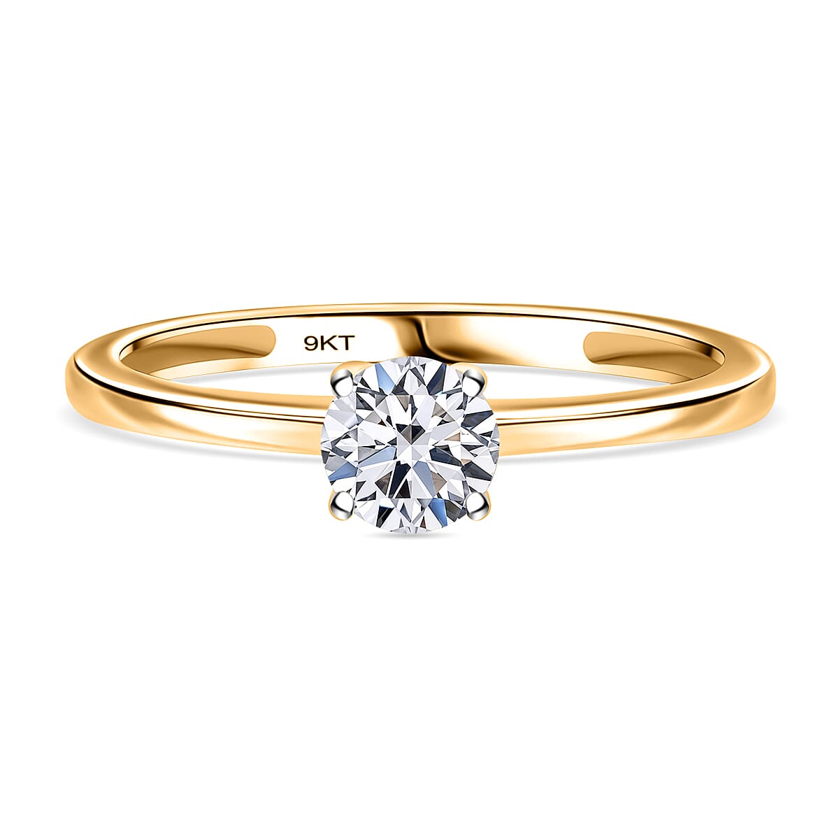 Luxuriant - 9K Yellow Gold SGL Certified (VS-GH) Lab Grown Diamond Solitaire Ring 0.50 Ct.