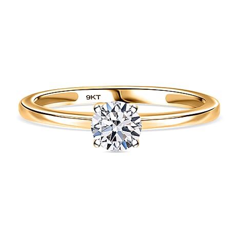 Luxuriant - 9K Yellow Gold SGL Certified (VS-GH) Lab Grown Diamond Solitaire Ring 0.50 Ct.