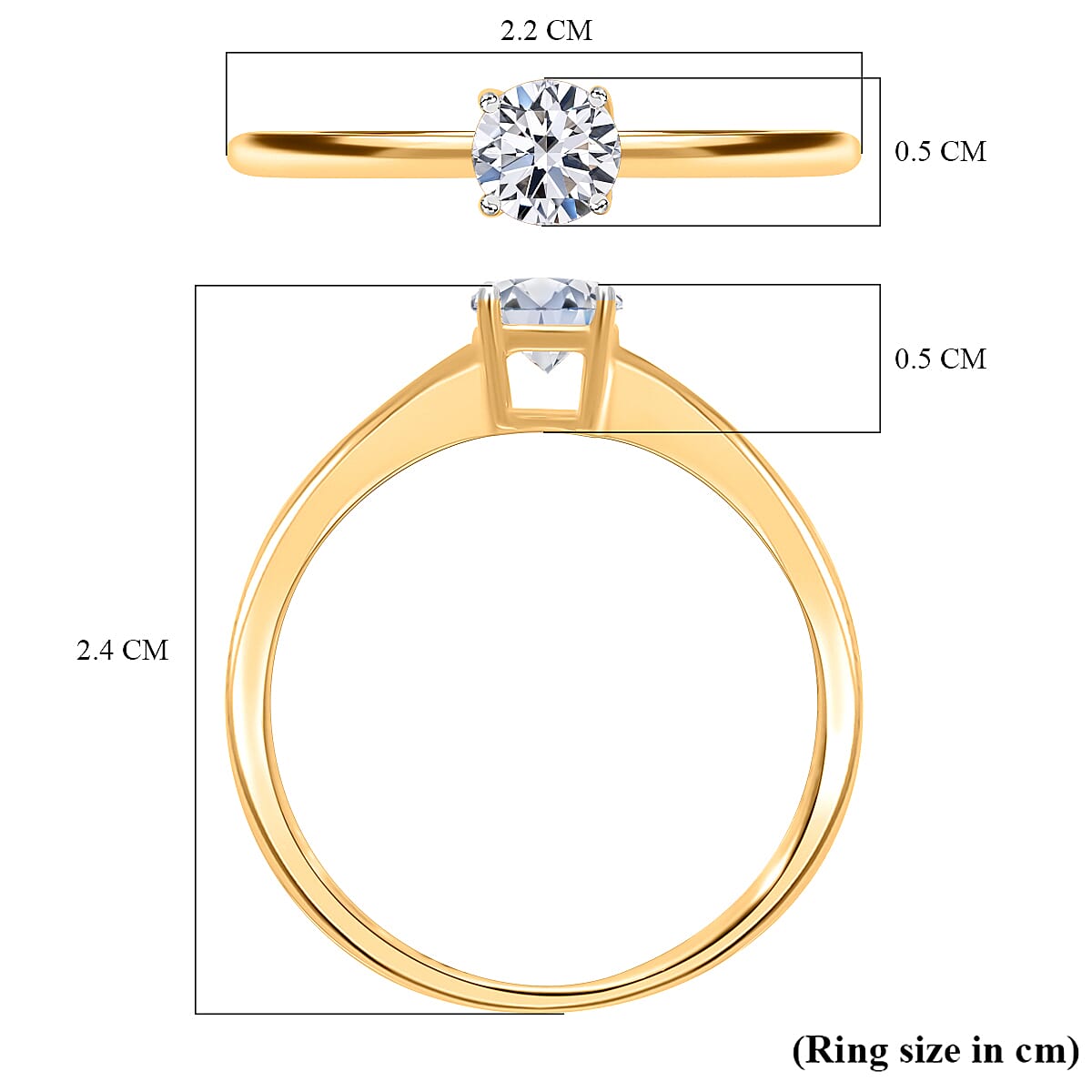 Luxuriant - 9K Yellow Gold SGL Certified (VS-GH) Lab Grown Diamond Solitaire Ring 0.50 Ct.