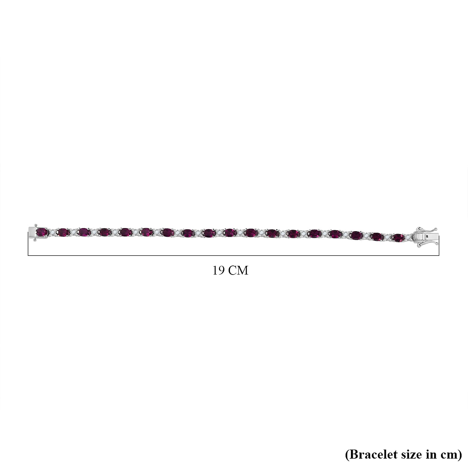 Natural Ember Garnet & Natural Zircon Tennis Bracelet (Size - 7) in Rhodium Overlay Sterling Silver 12.35 ct