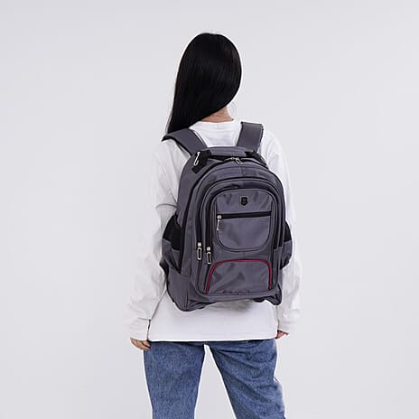 Backpack with Adjustable Handle - Wheel - Grey