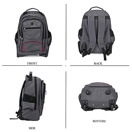 Backpack with Adjustable Handle - Wheel - Grey
