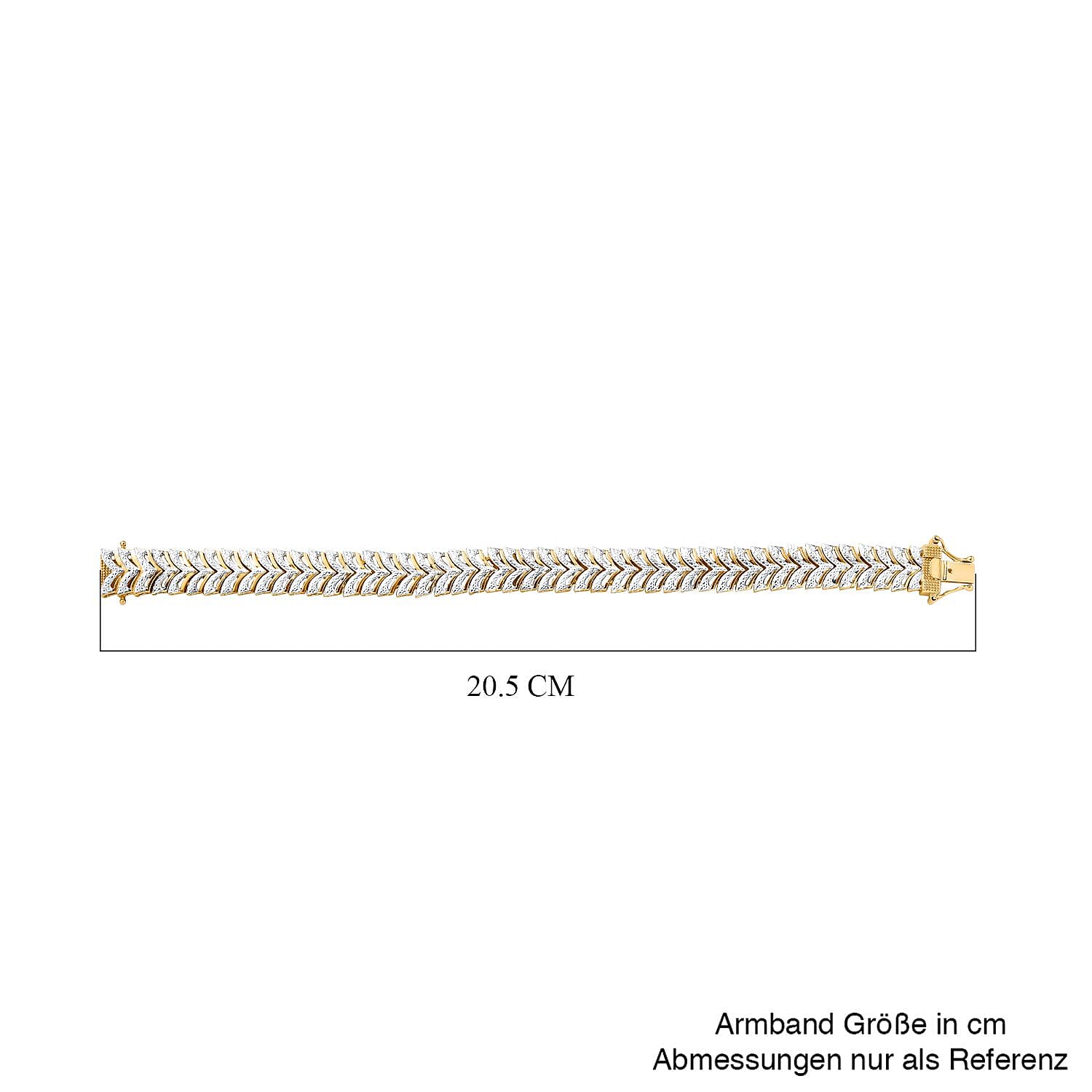 Chevron De Lis Natural White Diamond Yellow Gold & Silver Plating Bracelet (Size - 7.5) With GB Lock Box Chevron De Lis Natural White Diamond Yellow Gold & Silver Plating Bracelet (Size - 7.5) With GB Lock Box
