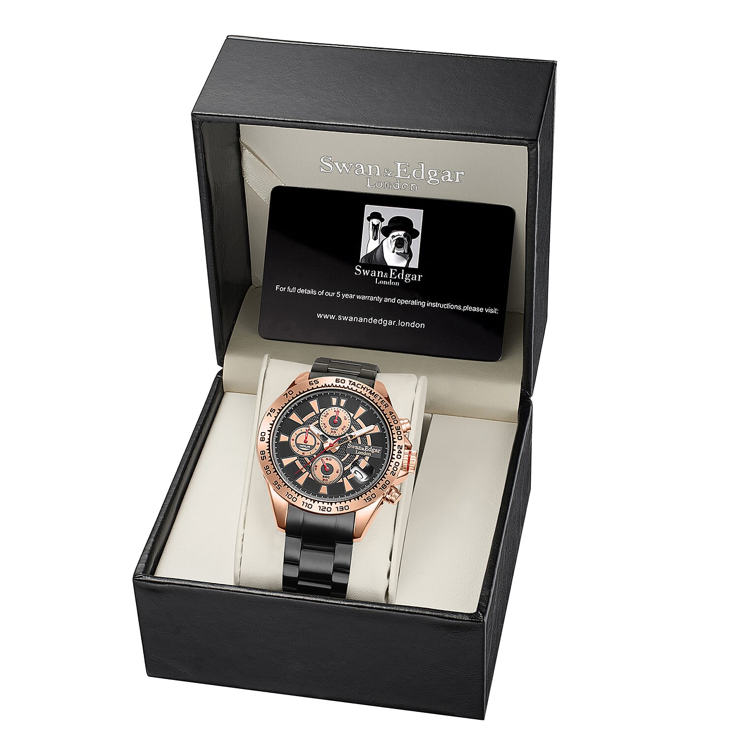 Limited Edition Swan - Edgar Hand Assembled Speed Target Mechanical Quartz Mens Watch - Rose Gold - Black Limited Edition Swan - Edgar Hand Assembled Speed Target Mechanical Quartz Mens Watch - Rose Gold - Black