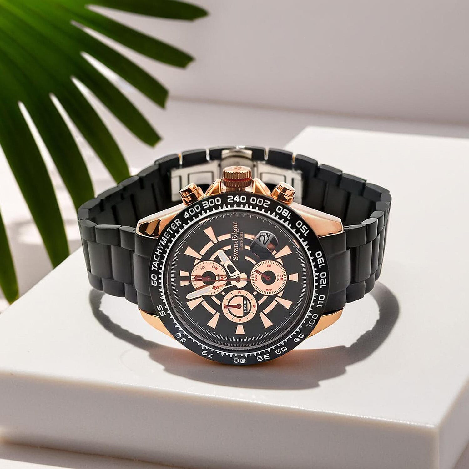 Limited Edition Swan - Edgar Hand Assembled Speed Target Mechanical Quartz Mens Watch - Rose Gold - Black Limited Edition Swan - Edgar Hand Assembled Speed Target Mechanical Quartz Mens Watch - Rose Gold - Black