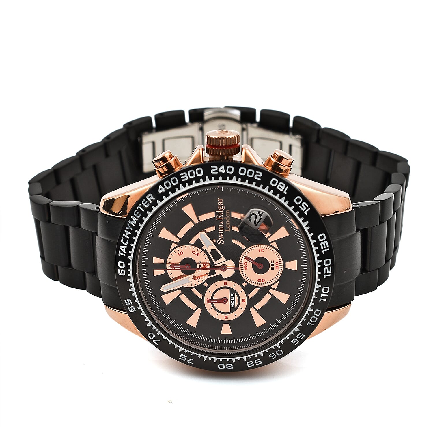 Limited Edition Swan - Edgar Hand Assembled Speed Target Mechanical Quartz Mens Watch - Rose Gold - Black Limited Edition Swan - Edgar Hand Assembled Speed Target Mechanical Quartz Mens Watch - Rose Gold - Black