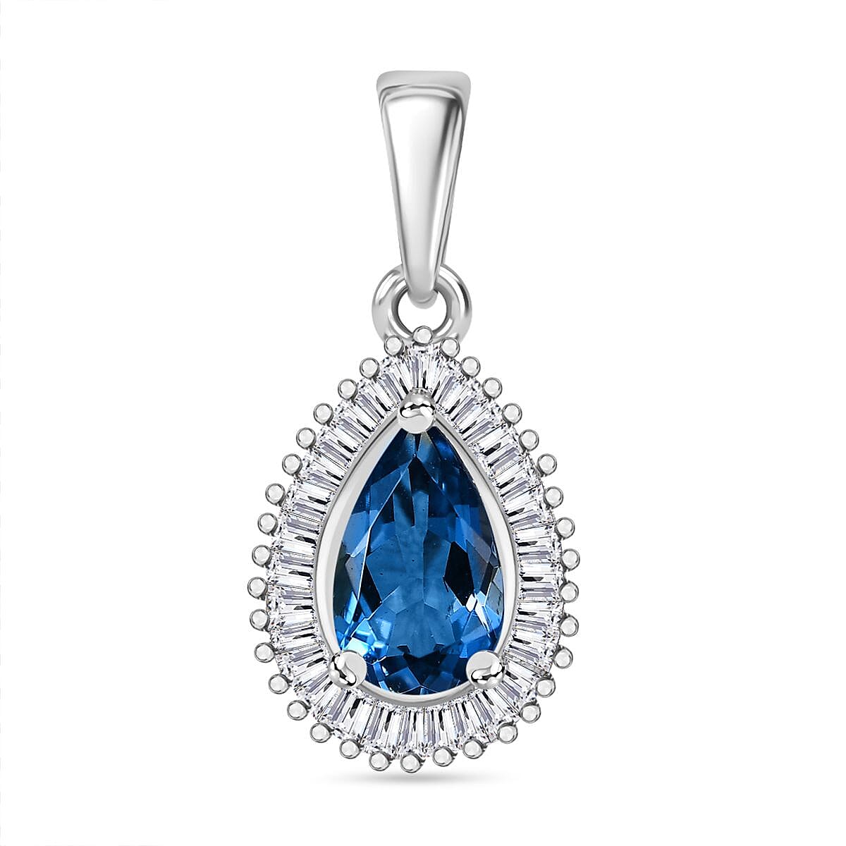 Certified & Appraised RHAPSODY 950 Platinum GSI Certified AAAA Santa Maria Aquamarine & Diamond (V-S-E-F) Solitaire Pendant 1.00 Ct.