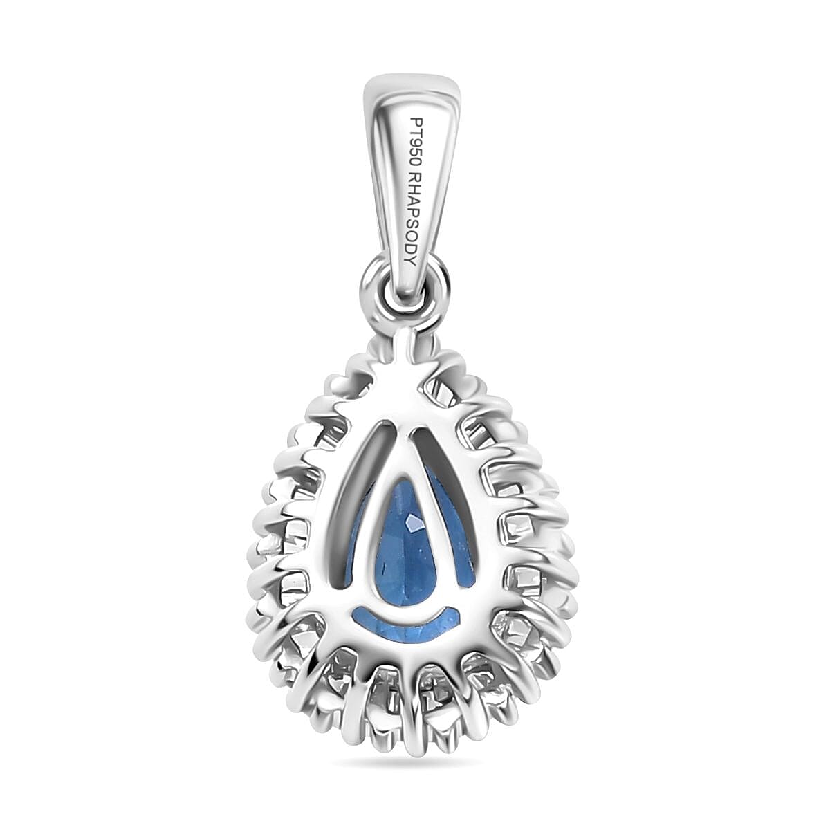 Certified & Appraised RHAPSODY 950 Platinum GSI Certified AAAA Santa Maria Aquamarine & Diamond (V-S-E-F) Solitaire Pendant 1.00 Ct.