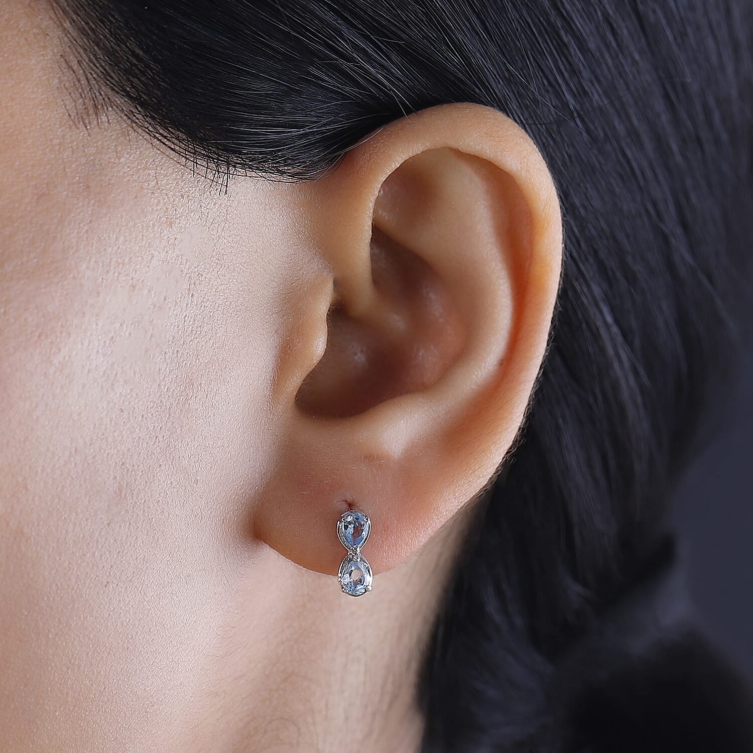 Santamaria Aquamarine Earrings in Rhodium Overlay Sterling Silver