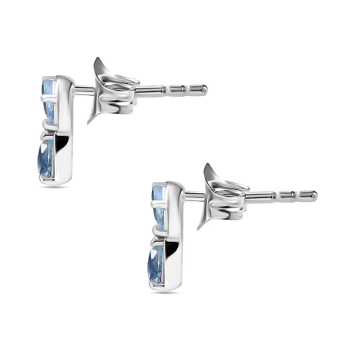 Santamaria Aquamarine Earrings in Rhodium Overlay Sterling Silver