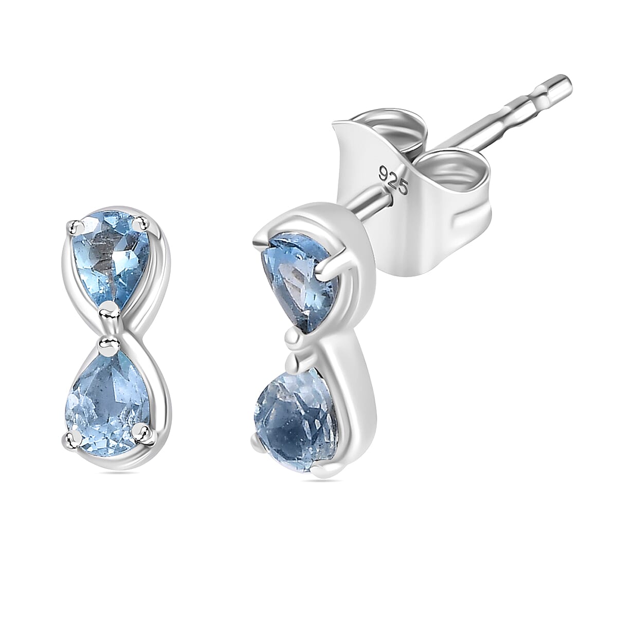 Santamaria Aquamarine Earrings in Rhodium Overlay Sterling Silver