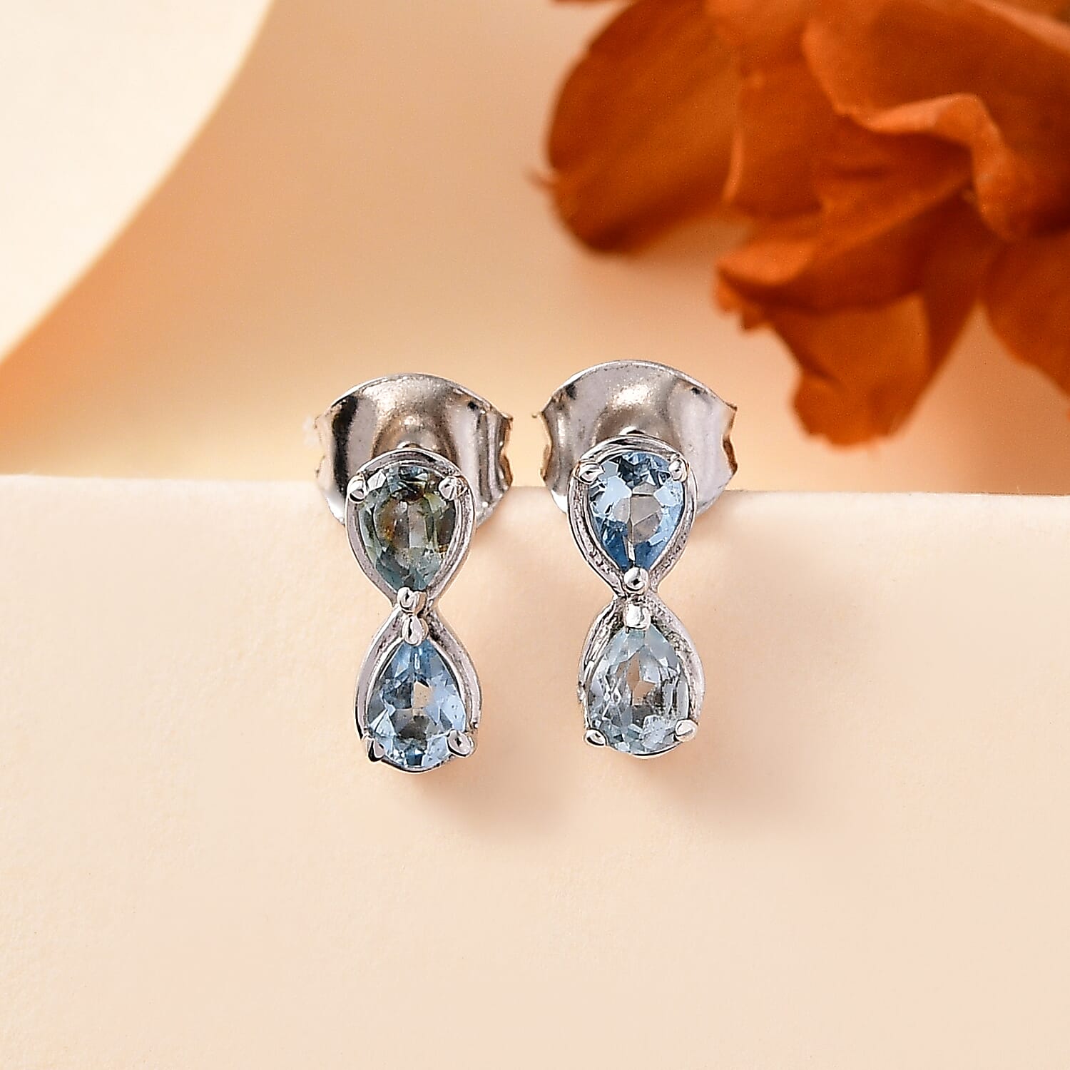 Santamaria Aquamarine Earrings in Rhodium Overlay Sterling Silver