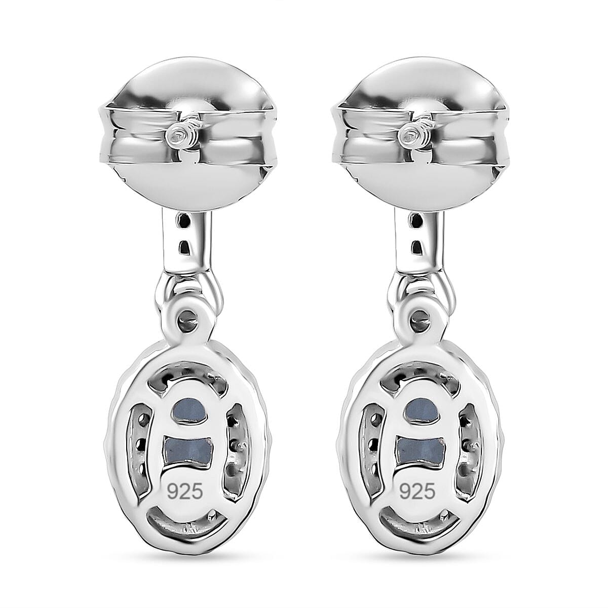 Santamaria Aquamarine & Natural Zircon Dangle Earrings in Rhodium Overlay Sterling Silver