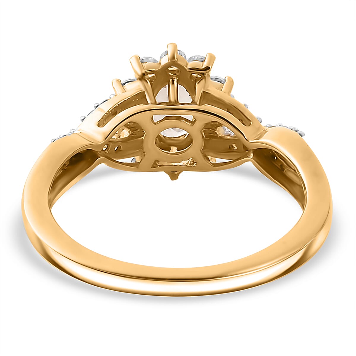 Turkizite & Moissanite Ring in 18K YG Vermeil Sterling Silver