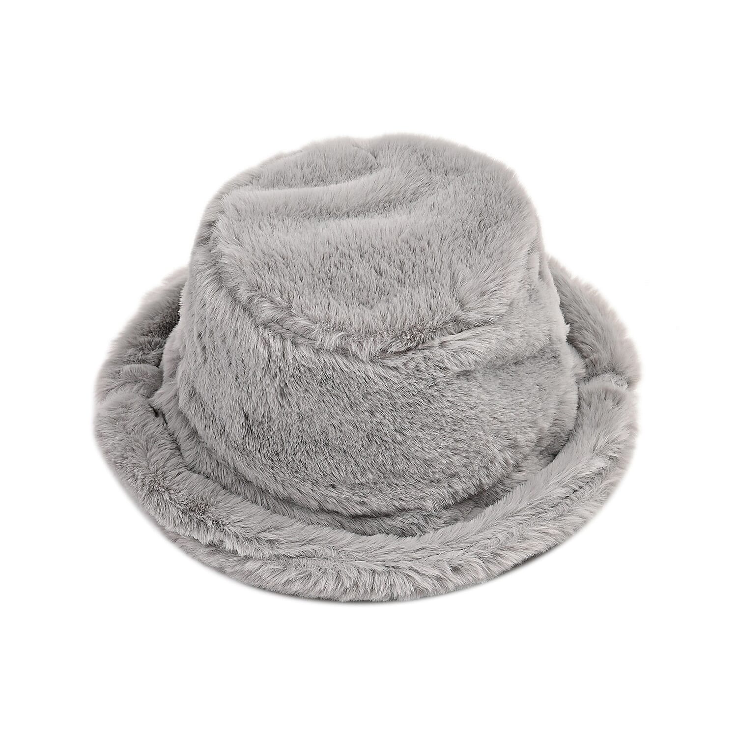 Polyester-Solid-Hat-Cap-and-Earmuff-Size-58x1-cm-Grey-Black