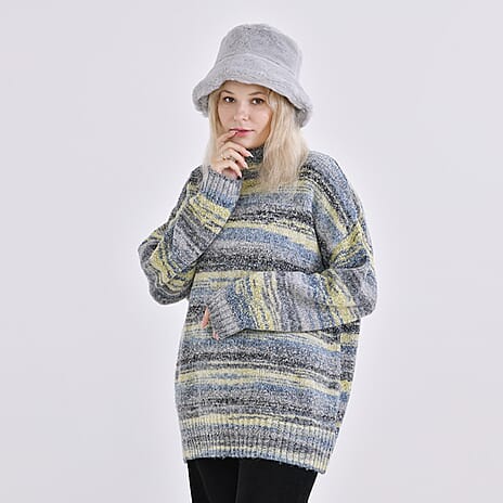 Lightweight and Cozy Faux Fur Bucket Hat (58cm) - Grey