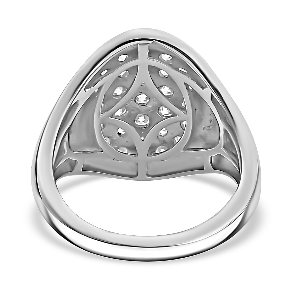 Moissanite Cluster Ring in rhodium Sterling Silver 1.23 ct 1.299 Ct. Moissanite Cluster Ring in rhodium Sterling Silver 1.23 ct 1.299 Ct.