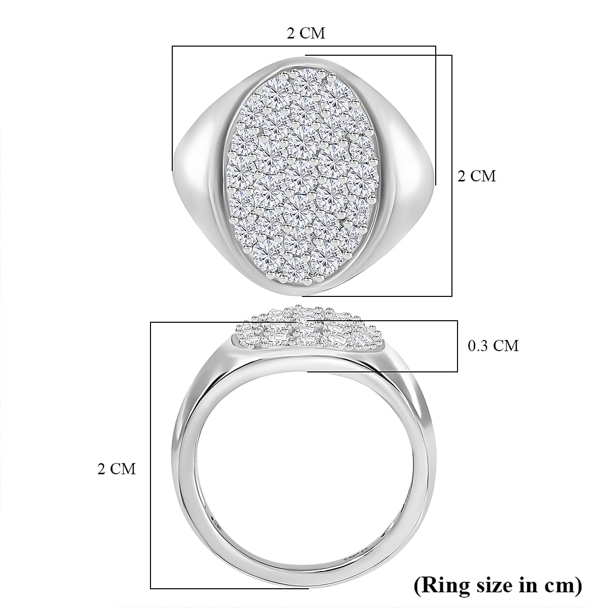 Moissanite Cluster Ring in rhodium Sterling Silver 1.23 ct 1.299 Ct. Moissanite Cluster Ring in rhodium Sterling Silver 1.23 ct 1.299 Ct.