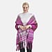 Cozy Checkered Winter Scarf with Fringes - Purple
